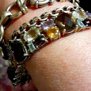 Sterling multi faceted gem stone bracelet
